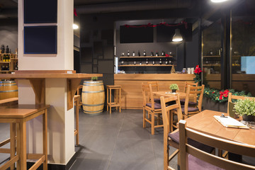 Interior of a modern wine bar