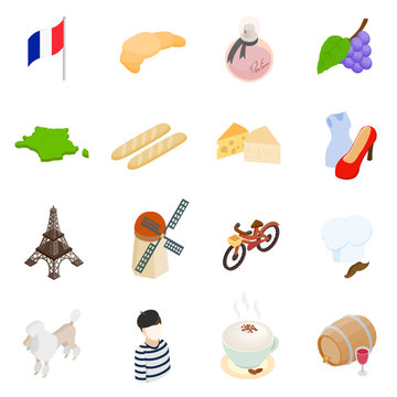 France isometric 3d icons