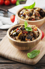 Traditional italian dish with eggplant and tomato