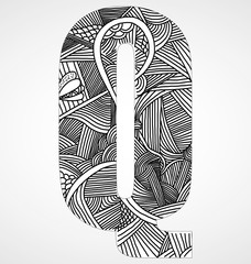 Letter "Q" from doodle alphabet