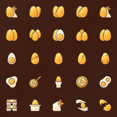 Yellow glossy eggs icons