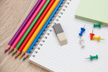 Colored pencils and stationery.