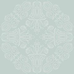 Fototapeta na wymiar Damask vector floral pattern with oriental elements. Abstract traditional ornament with white outlines