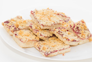 Baked cakes on white plate