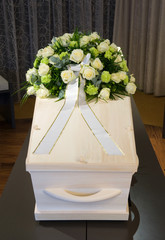 Coffin in morque