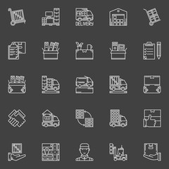 Moving line icons set 