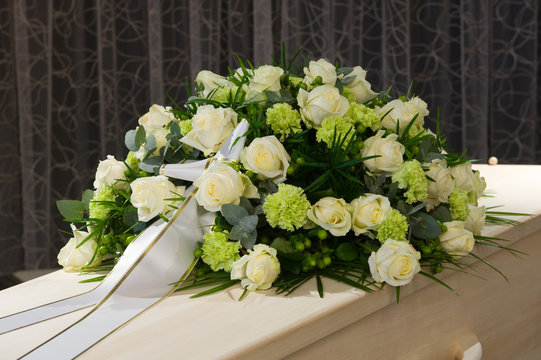 Coffin in morgue