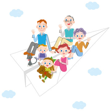 紙飛行機と三世代家族