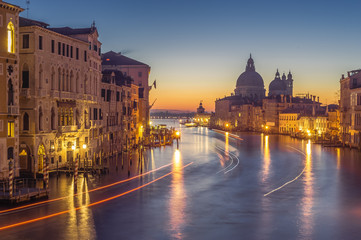 Fototapeta na wymiar The beautiful night view of the famous Grand Canal in Venice, It