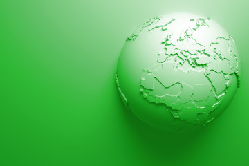 monochrome abstract bakcground with earth globe, continets are with countries randomly extruded