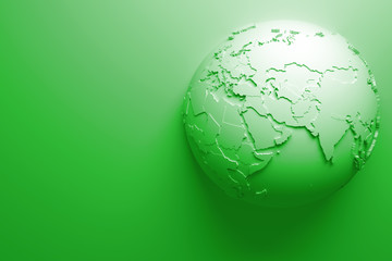 monochrome abstract bakcground with earth globe, continets are with countries randomly extruded