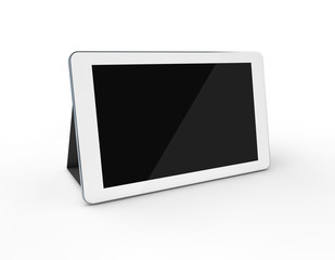 3d Tablet with Black screen on the white background