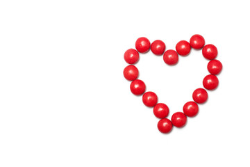 Heart of the red chocolate coated candy