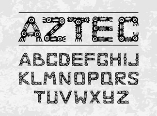 Aztec ancient ethnic alphabet on grunge background  - 101210405