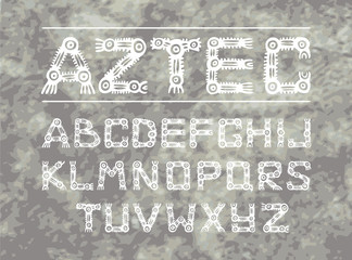 Aztec ancient ethnic alphabet on grunge background  - 101210419