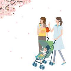 桜　春 　子育て　イラスト