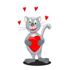 love cat with a red heart