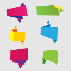 vector bright colored origami speech bubble set