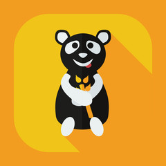 Flat modern design with shadow icons panda eating