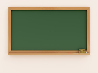 Empty Green Chalkboard or School Blackboard on a Classroom Wall