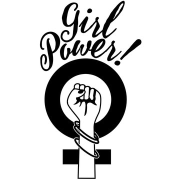 
Raised Fist Icon Of Girl Power. EPS 10 Vector.