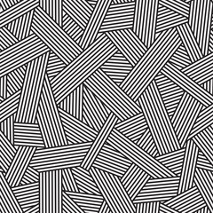 Black and white seamless pattern, geometric background with interweaving lines, vector illustration