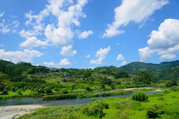 Fototapeta na wymiar Landscape of along the Tenryu river in Nagano, Japan