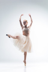 The silhouette of ballerina on white background