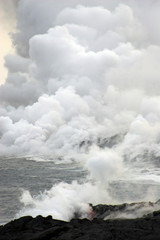 Lava flowing into the ocean