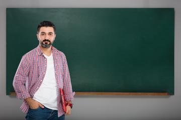 Teacher on blackboard