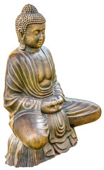 bouddha, statue de bronze, fond blanc