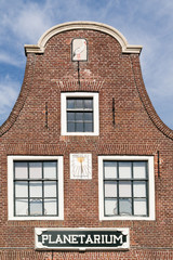 Naklejka premium Front facade of Eise Eisinga planetarium house in Franeker, Friesland, Netherlands
