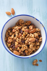 homemade healthy granola in bowl for breakfast