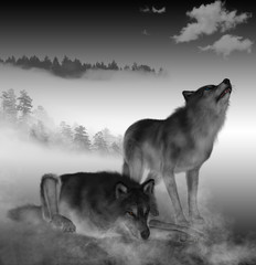 3D render of Timber Wolfs.