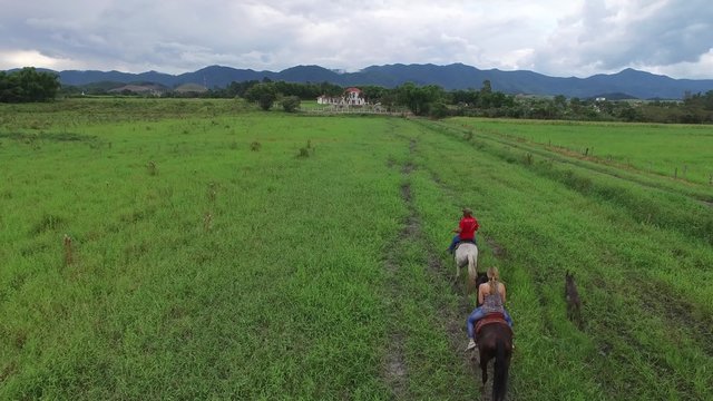 People Riding Horses at Farm, Sao Paulo, Brazil