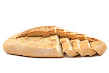 Loaf of bread on white background.