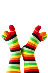 Funny colored socks female legs