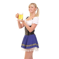 Young woman holding a beer