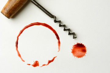 Wine Stain and Antique Corkscrew