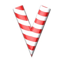 Candy cane vector alphabet collection striped in Christmas colou