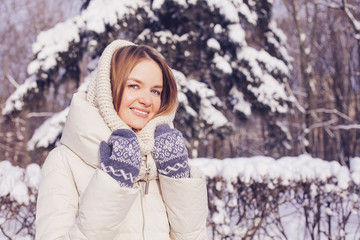 Beautiful winter portrait of young woman