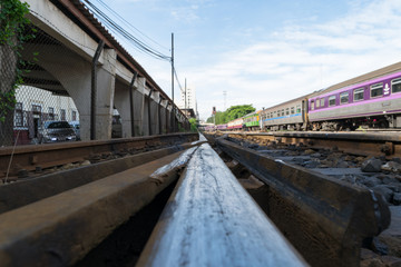 Fototapeta na wymiar Railroad tracks crossing