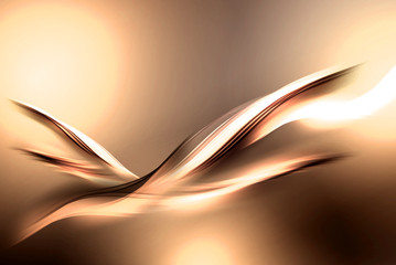 Abstract beautiful motion gold fractal like a bird background.Modern bright digital illustration.