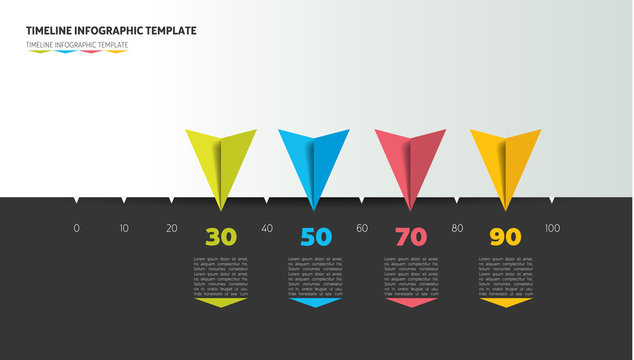 Timeline arrow template. Horizontal line. Vector infographic illustration.