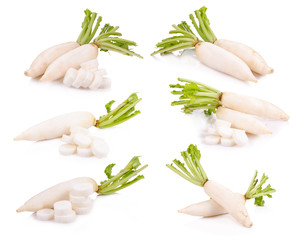 Daikon radishes isolated on white background © kaiskynet