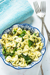 Italian pasta and spinach healthy brunch