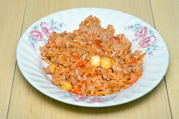 Fried rice with tomato sauce