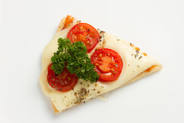 Slice Margarita pizza with herb