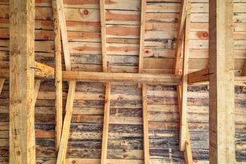 Wooden roof background closeup