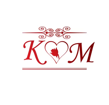Km Love Initial With Red Heart And Rose Stock Vector Adobe Stock
